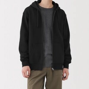 Muji Men’s Black Zip Front Hoodie